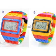 100pcs/lot Lego Shhors Digital Watch Night Light Waterproof Plastic