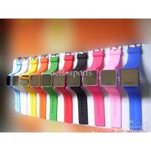 100pcs Luxury Led Watch Digital Display Mirror Mens Screen Silicone