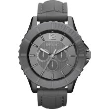 $110 Men's Relic By Fossil Gray Stainless Steel Silicone Watch Zr15690