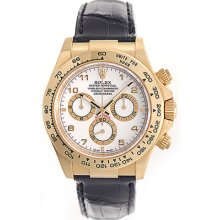 18k Yellow Gold Rolex Daytona Men's Watch 116518 White Arabic Dial