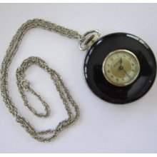 1930's pocket watch with black enamel case by Ingraham, USA