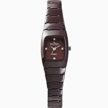 $195 SKAGEN Ladies New Analog Crystals Brown Ceramic Bracelet Watch 814XSDXDC1