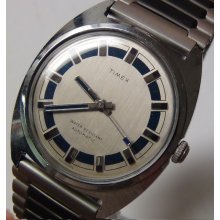1974 Timex Men's Automatic Silver Military Dial Watch - England