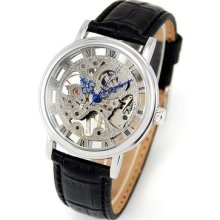 2012 Men's Cool Mechanical Movement Wrist Watch Blue Hand Big Round Face