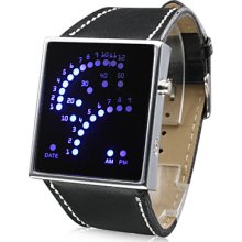 29-Blue LED Pattern Style Watch Wrist (Black)