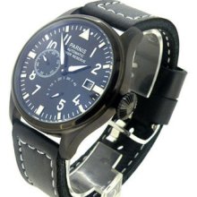47mm Parnis Pvd Case Big Pilot Power Reserve Chronometer Mens Watch P094b