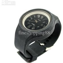 50pcs Black Color Stylish Unisex Quartz Wrist Watch With Silicone Ba
