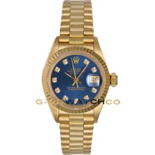 69178 President 18K Yellow Gold Model Blue Diamond Dial