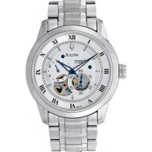 96A118 Bulova Mens Mechanical Silver Watch