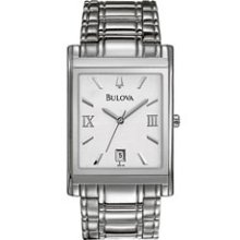 96B108 -- Bulova Men's Stainless Steel Case W/ Rectangular Dial Watch Corporate Collection Corporate Collection