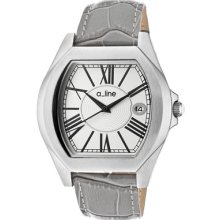 a_line Watches Women's Adore Silver Dial Grey Genuine Leather Grey Ge