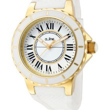 a_line Watches Women's Marina White Dial Gold Tone IP Case White Silic