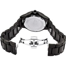 a_line Women's Marina Round Watch Case/Dial Color: Black/Black, Hands/Markers Color: Silver/Silver, Bracelet Color: Black