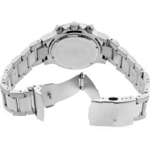 a_line Women's Marina Chronograph Round Watch Case/Dial Color: White, Hands/Markers Color: Silver/Black, Bracelet Color: Silver
