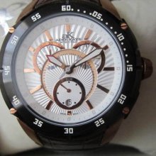 Adee Kaye Men's Watch Chrono Sandwich Ip Blk Rou Rose Gold Original Edition