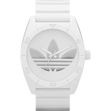 adidas Originals 'Santiago' Polyurethane Strap Watch White/ Silver