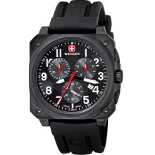 AeroGraph Cockpit Chrono Men's Watch with Black Rectangle Dial and Black PVD Case from WengerÂ®