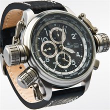 Aeromatic 1912 47mm Pilot Alarm Chronograph and World City Scale A1328