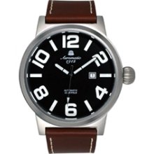 Aeromatic 1912 Automatic XL Size Military Watch with Black Dial, Onion Crown #A1361