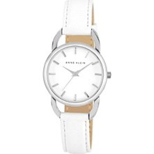 AK Anne Klein Women's AK-1207WTWT White Dial White Leather Band Watch