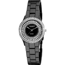 Akribos Xxiv Ak509bk Slim Ceramic Black Womens Watch