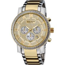 Akribos XXIV Men's Large Dial Diamond Quartz Chronograph Bracelet Watch (Akribos men's quartz chrono diamond watch)