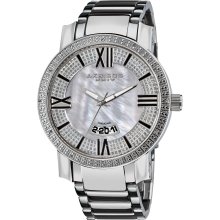 Akribos XXIV Men's Sparkling Diamond Bracelet Watch (Mens diamond date bracelet watch)