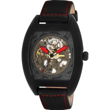 Akribos XXIV Men's Stainless Steel Skeleton Automatic Tonneau Strap Watch