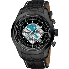 Akribos XXIV Men's Stainless Steel Leather Strap Chronograph Watch (Akribos Men's Steinless steel multifunction)
