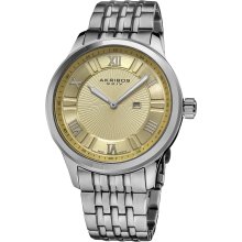 Akribos XXIV Men's Swiss Collection Date Stainless Steel Bracelet Watch (Silver-tone)