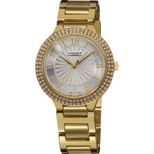 Akribos XXIV Women's Swiss Quartz Swarovski Crystal Stainless Steel Bracelet Watch (Gold-tone)