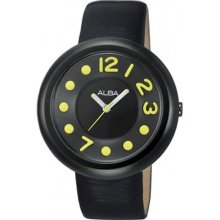 Alba Black leather Ladies Quartz Dress Watch AH8101X1