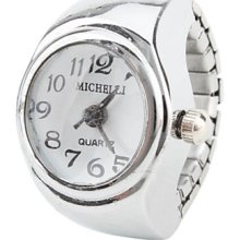 Alloy Women's Stylish Analog Quartz Ring Watch (Silver)