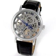 &big Skeleton Men Analog Hand-winding Mechanical Wrist Watch Quartz Movt. Pu