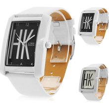 Analog Unisex PU Quartz Wrist Watch gz1042 (White)