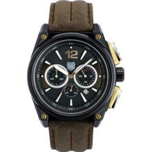 Andrew Marc Men's G III Racer Black Case With Browm Strap Chronogr...