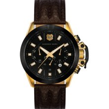 Andrew Marc Watches Chronograph Leather Strap Watch, 45mm