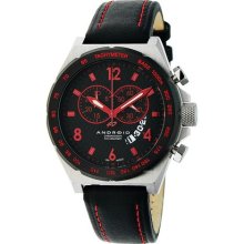 Android Men's Interceptor AD449BR Black Calf Skin Swiss Quartz Watch with Black Dial