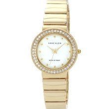 Anne Klein Crystal Bezel Bracelet Watch, 30mm Gold