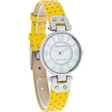 Anne Klein Ladies MOP Yellow Leather Strap Quartz Watch 10-9889MPYL