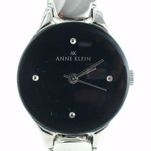 Anne Klein Women Silvertone Bangle Bracelet Black Dial 10/9555bksv