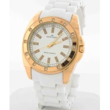 Anne Klein Women's Gold-tone Steel Case White Dial White Plastic Quartz Watch