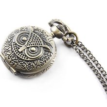 Antique owl quartz small watch pocket necklace chain
