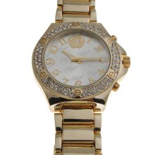 Apple Bottoms Women Ab Platinum Face Metal Band Watch Gold