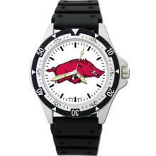 Arkansas Razorbacks Ua Ncaa Men's Large Dial Sports Watch W/rubber Bracelet