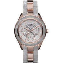 Armani Exchange AX5154 White Marbled and Rose Gold Tone Women's Watch