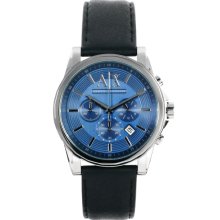 Armani Exchange Chronograph Leather Strap Watch AX2097 Black