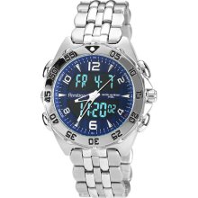 Armitron Men's Analog-Digital Blue Dial Watch, Silver-Tone Bracelet