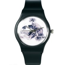 ASOS Watch with Skull Print Face Black