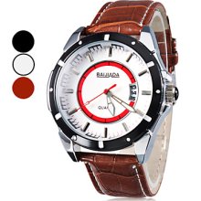 Assorted Colors Men's Calendar Style Quartz PU Analog Wrist Watch